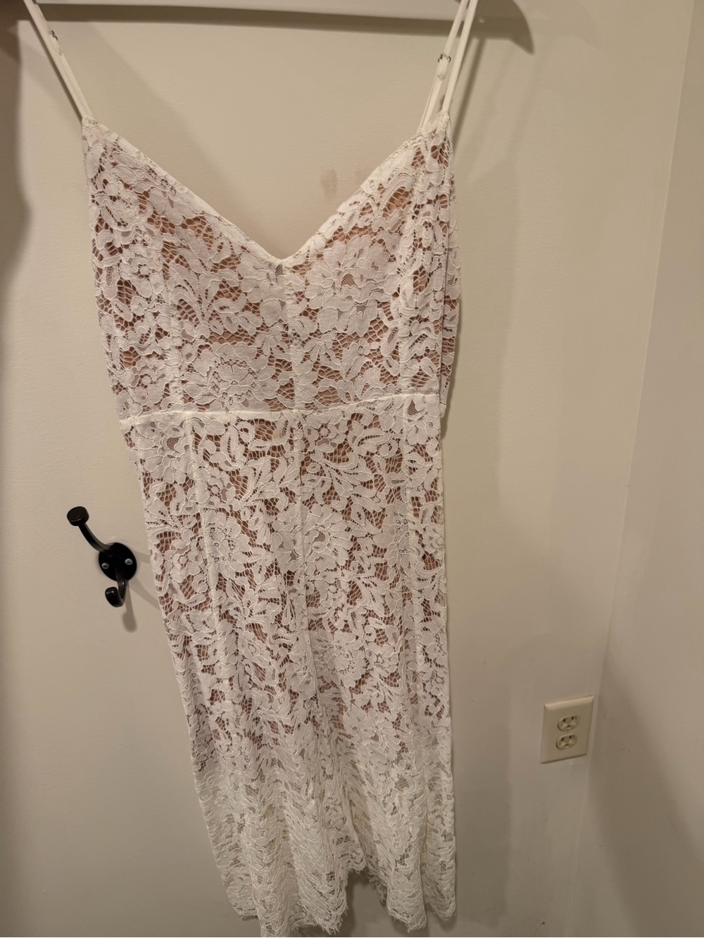 Lulus XL White Lace Spaghetti-Strap Dress